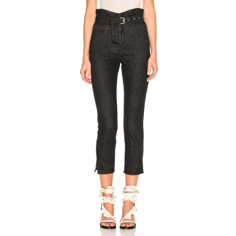 Isabel Marant Jeans The Evera High Waisted Belted in Faded Black Size 38/6
